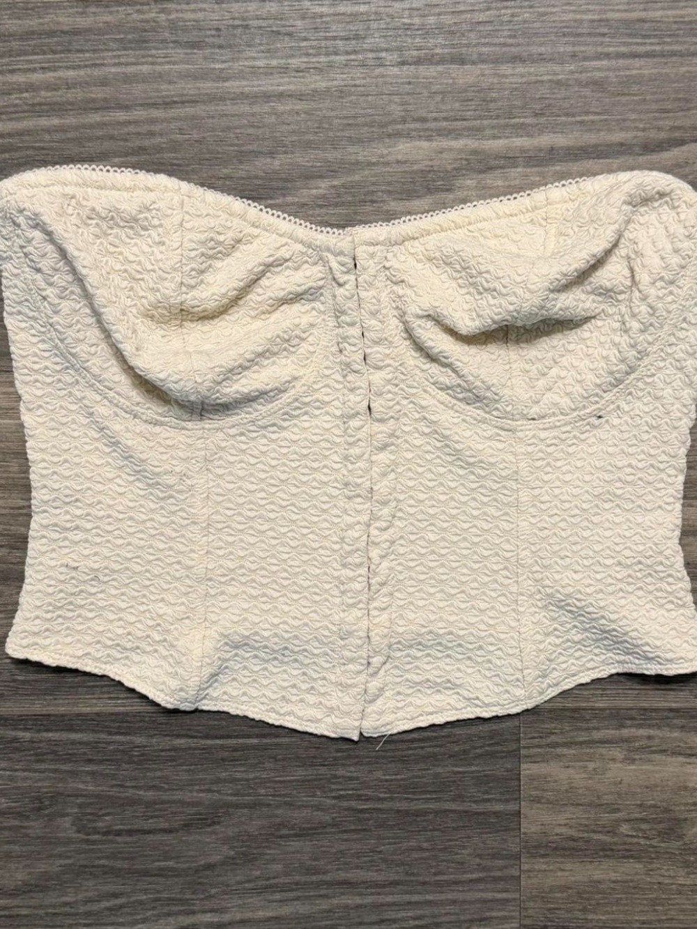 H&M Strapless Cream Textured Bustier Top